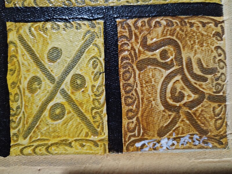 Simboluri Taino, tablou semnat.
